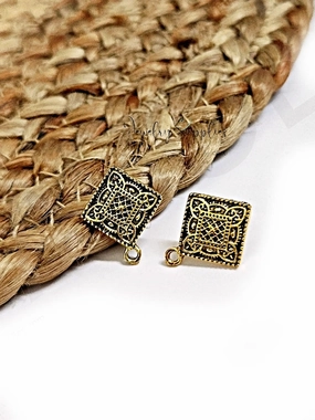 Embellished Accessory Antique golden kite shaped studs rhombus earrings findings ESG154