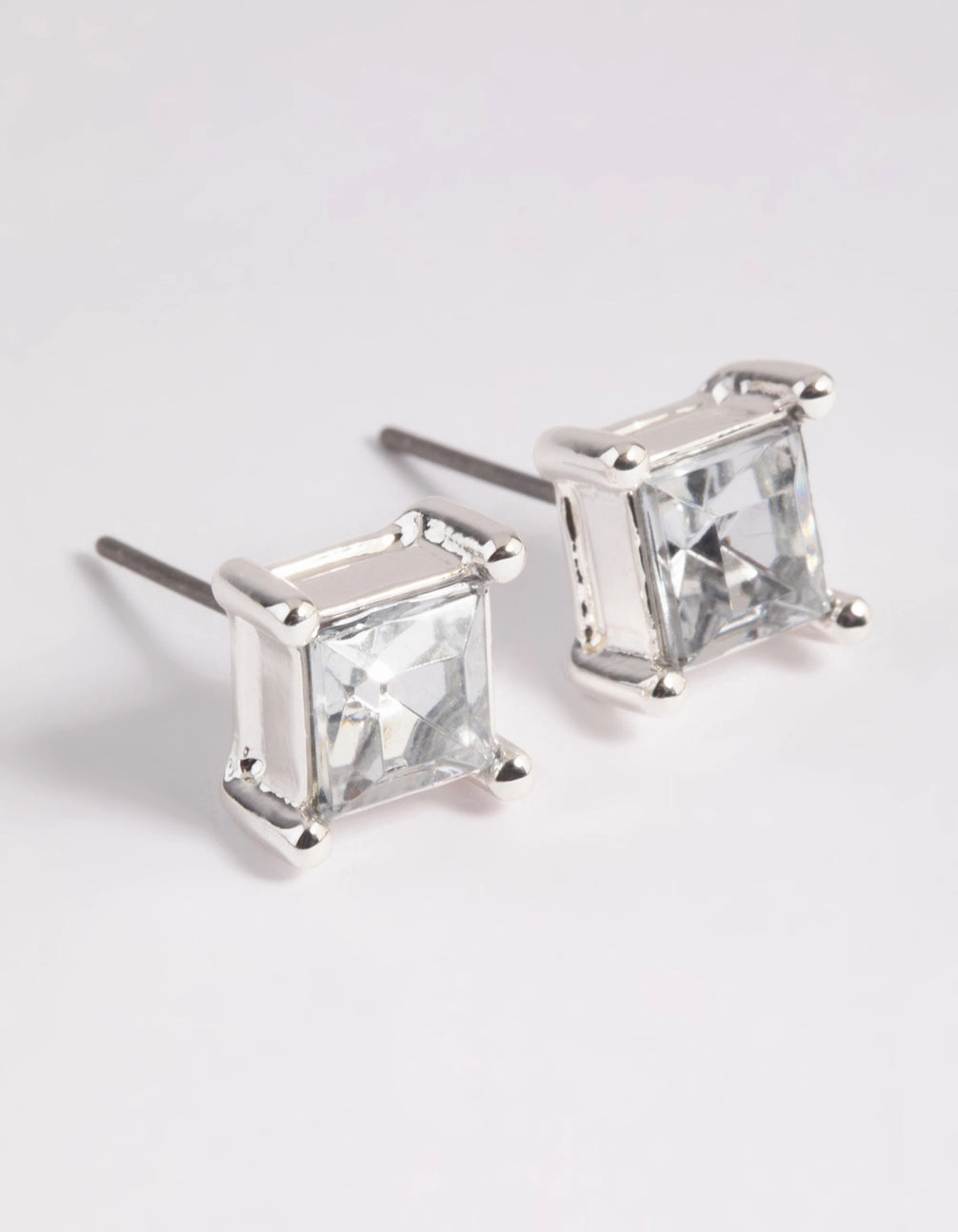 Silver Diamante Square Stud Earrings Date Ready