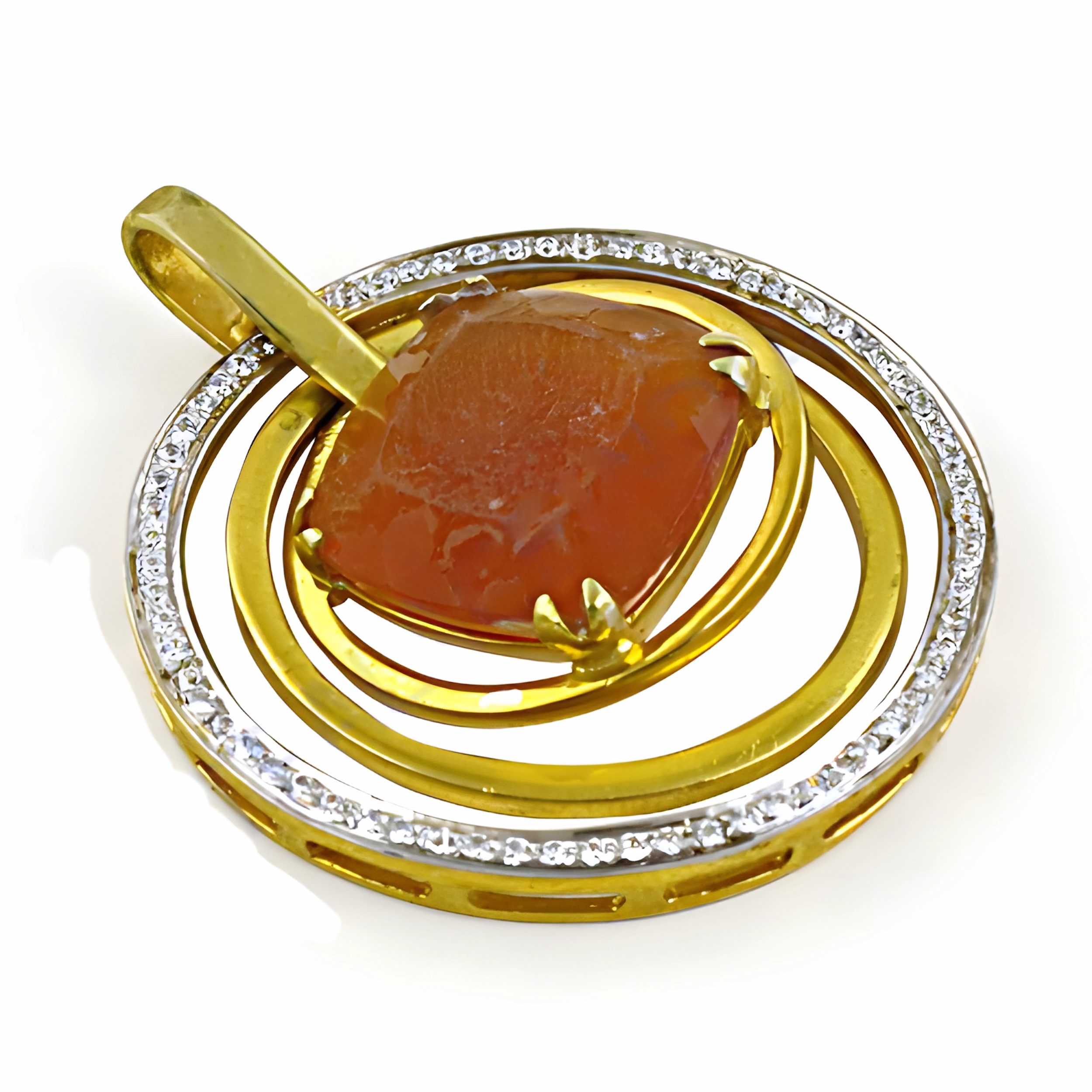 Tied Item Dazzling CZ Yellow Glass Gemstone Gold Plated Silver Pendant - Elegant Jewelry