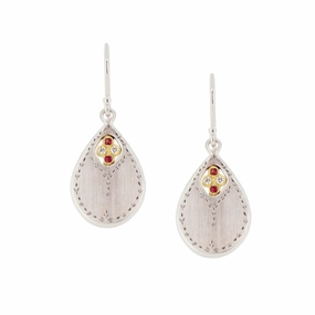Elegant Appeal Secret Garden Drop Earrings - Sterling Silver, Ruby   Diamonds