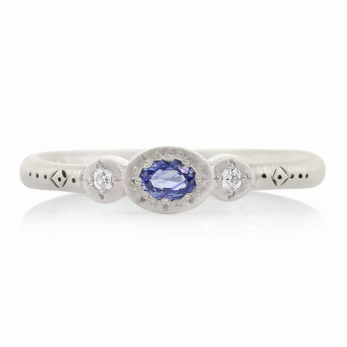 Seasonal Shine Classic Look Oval   Round Charm Ring - Sterling Silver, Sapphire   Diamond