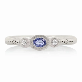 Oval   Round Charm Ring - Sterling Silver, Sapphire   Diamond Timeless Craft Glamorous Craft
