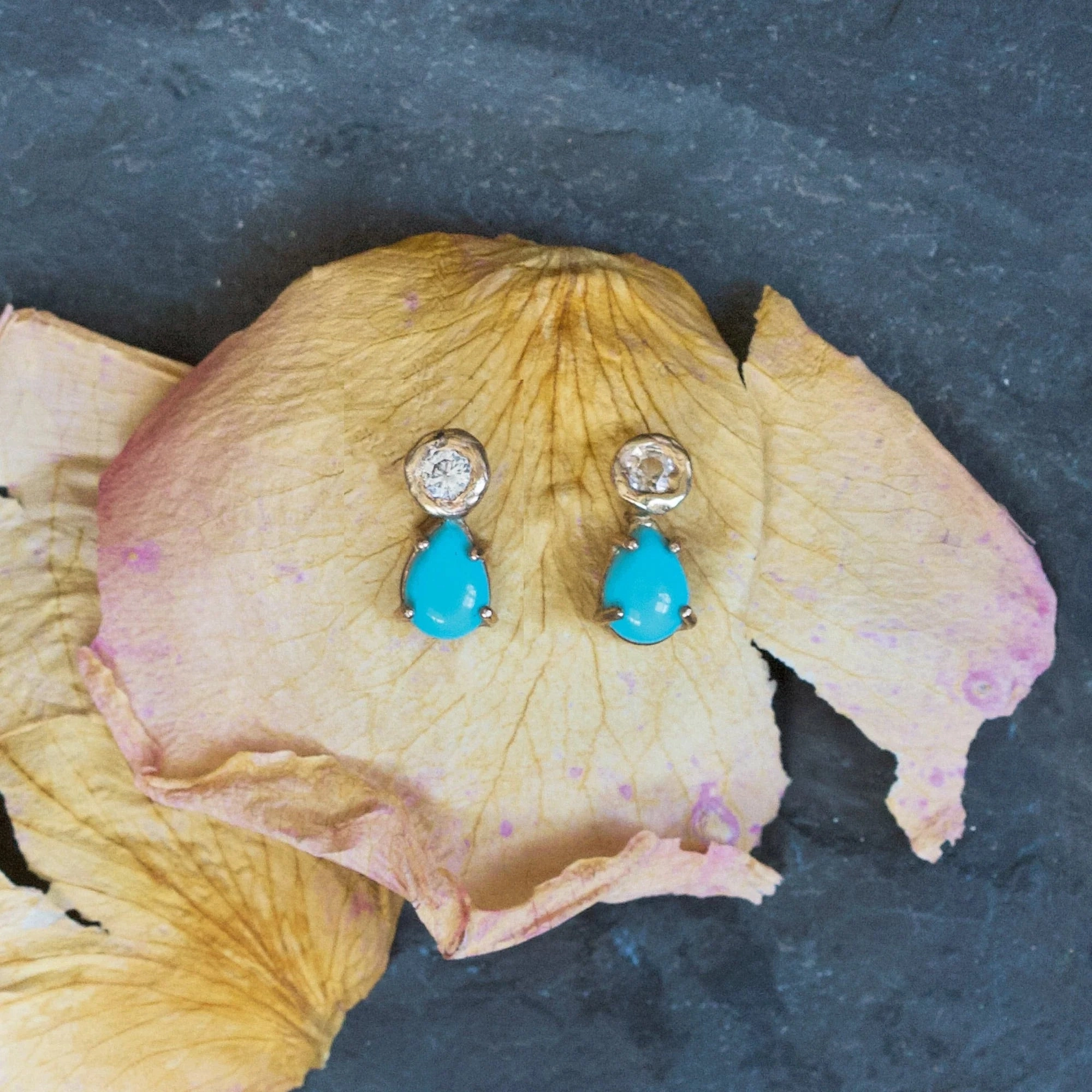 Detail Pop Dearest Earrings - 14k Gold, Turquoise   White Sapphire