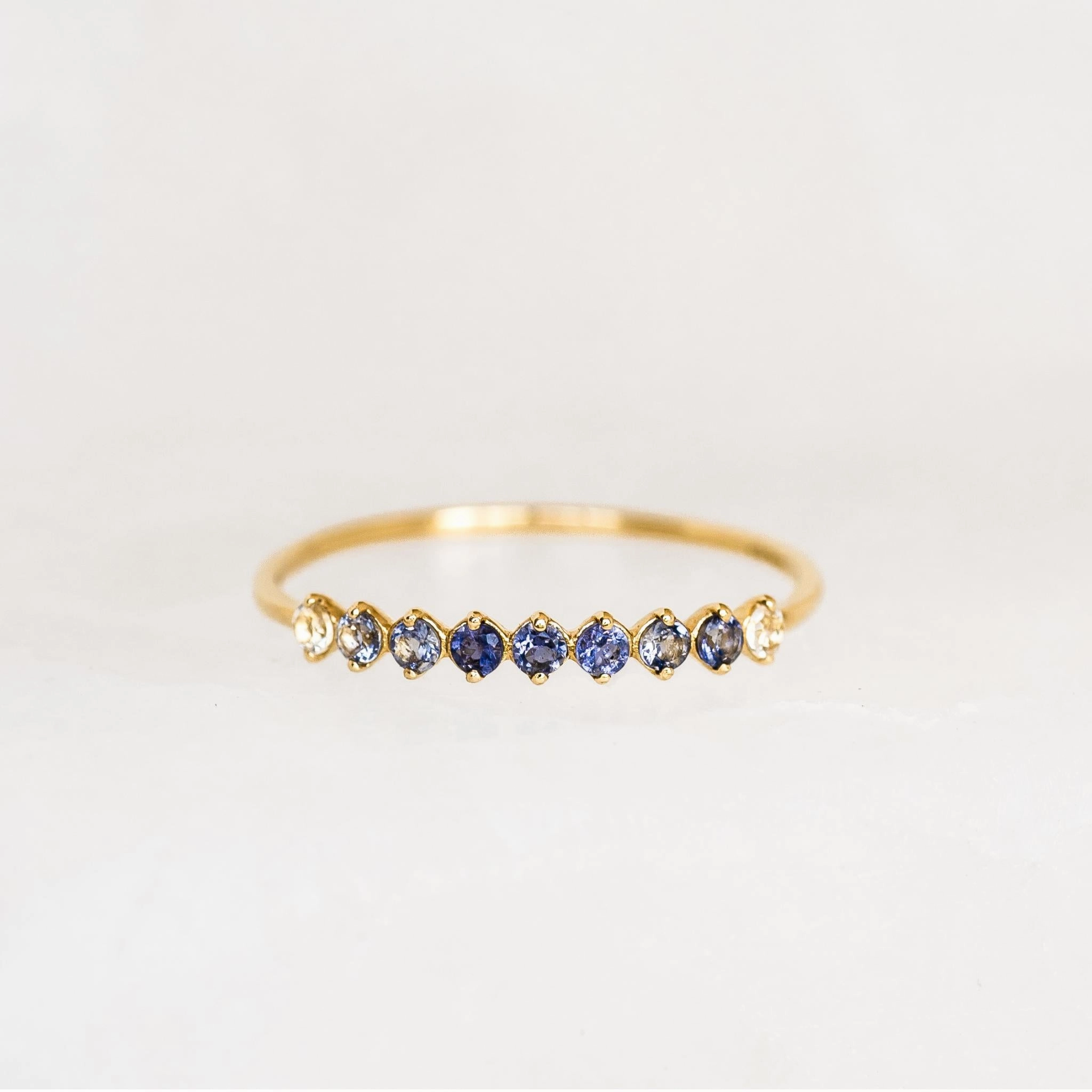Elegant Keepsake December Birthstone Ring 14k Gold - Ombre Cordierite