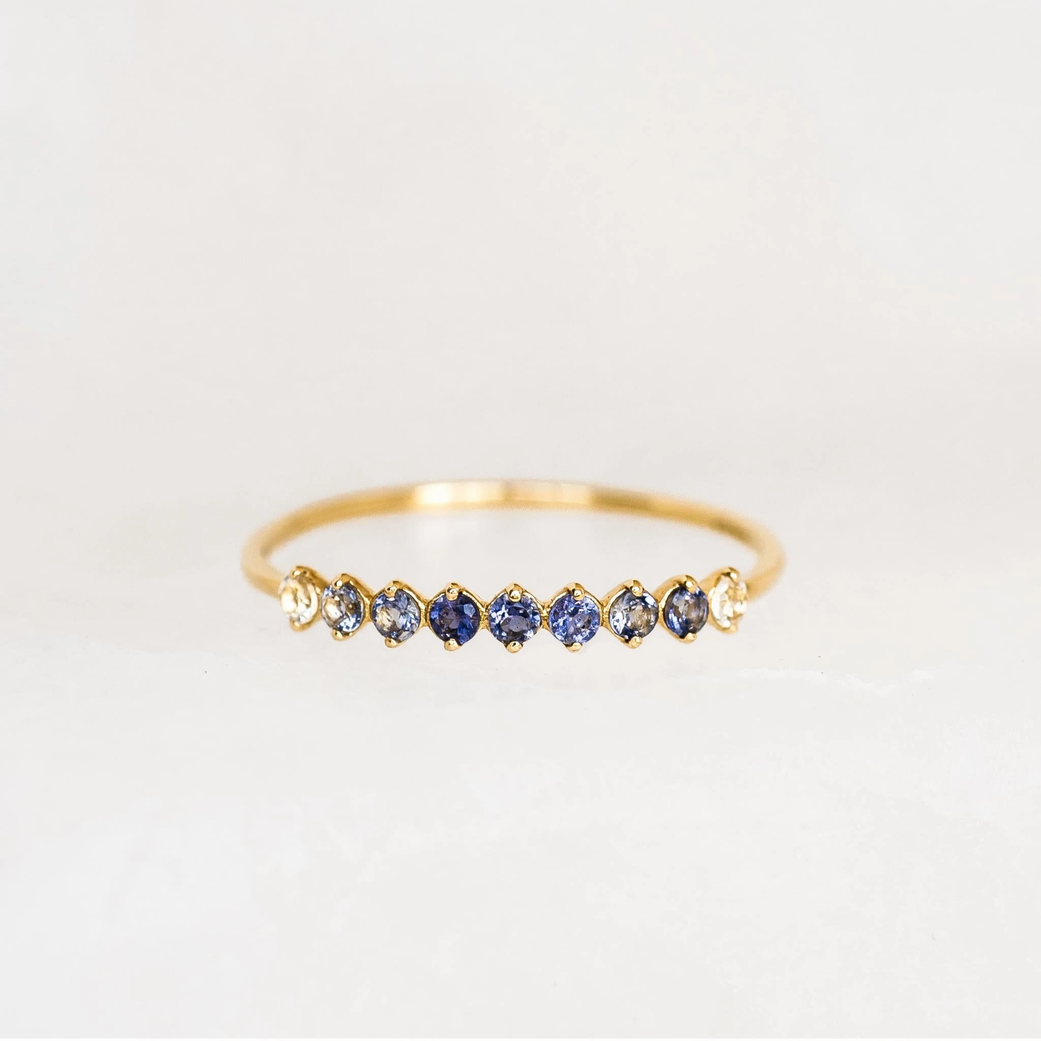 Beautiful Gift December Birthstone Ring 14k Gold - Ombre Cordierite