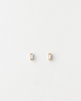 Dull Embellishment Deco White Sapphire Studs