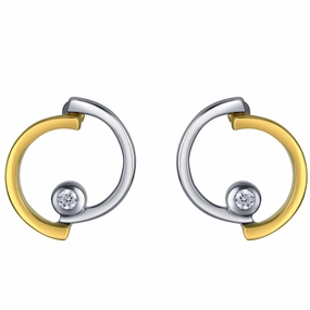 Minimalist Appearance Two-Tone Sterling Silver Round Pendulum Earrings