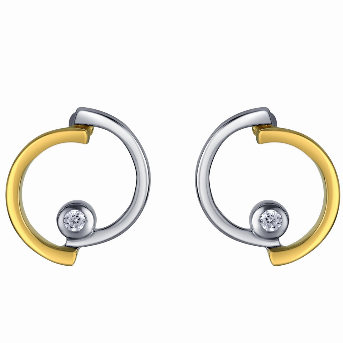 Minimalist Appearance Two-Tone Sterling Silver Round Pendulum Earrings