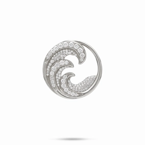 High-Quality Item Budget-Friendly Ornament Nalu Pendant in White Gold with Diamonds - 22mm