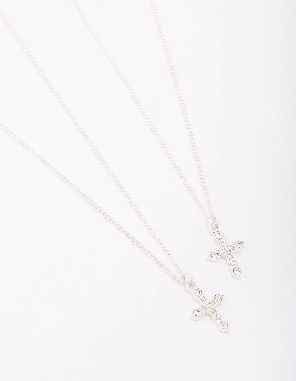Silver Classic Diamante Cross Necklace Pack Wedding Style