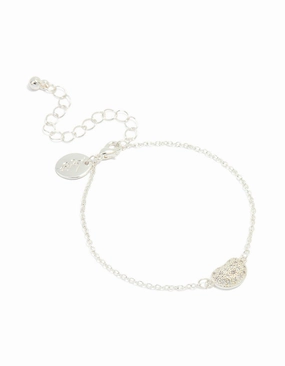 Modern Chic Dreamy Mood Silver Plated Brass Cubic Zirconia Single Pebble Bracelet