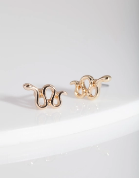 Precious Jewelry Bridal Look Gold Snake Stud Earrings