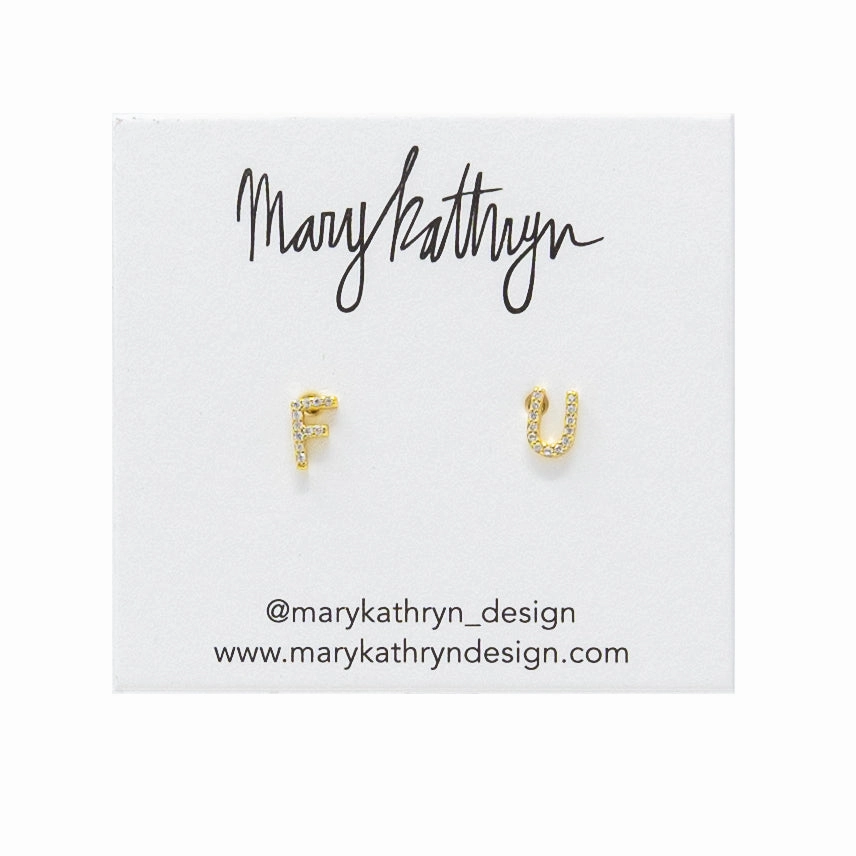 Precious Craft F U Rhinestone Studs