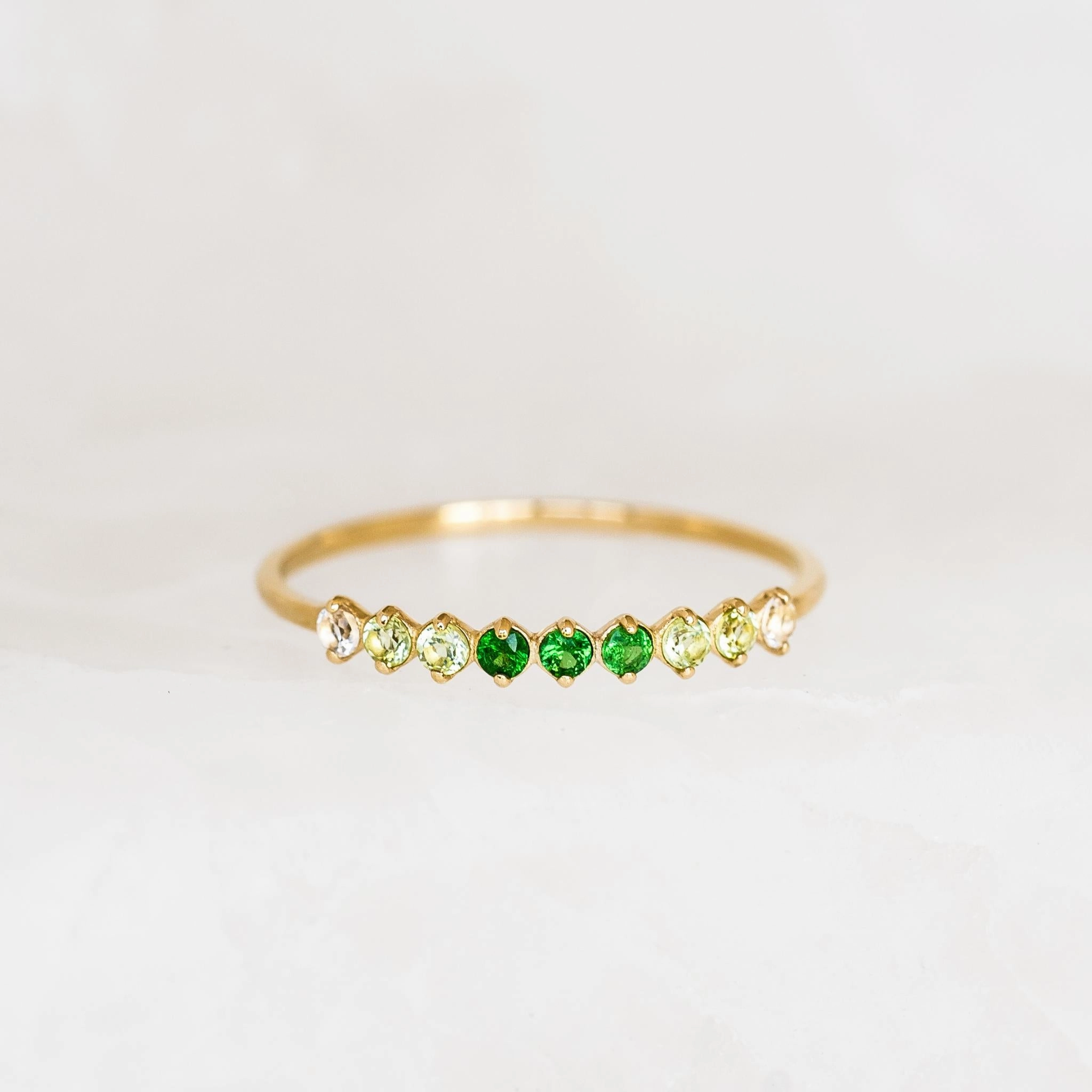 August Birthstone Ring 14k Gold - Ombre Tsavorite Resilient Style