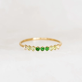 Luxury Work August Birthstone Ring 14k Gold - Ombre Tsavorite