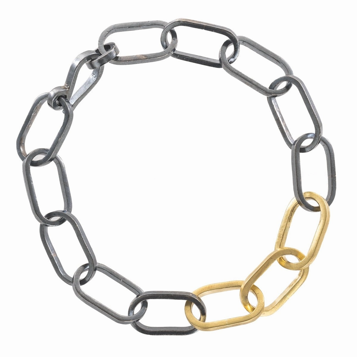 Radiant Charm Black   Gold Chain Bracelet - 22k/18k gold, Oxidized Silver