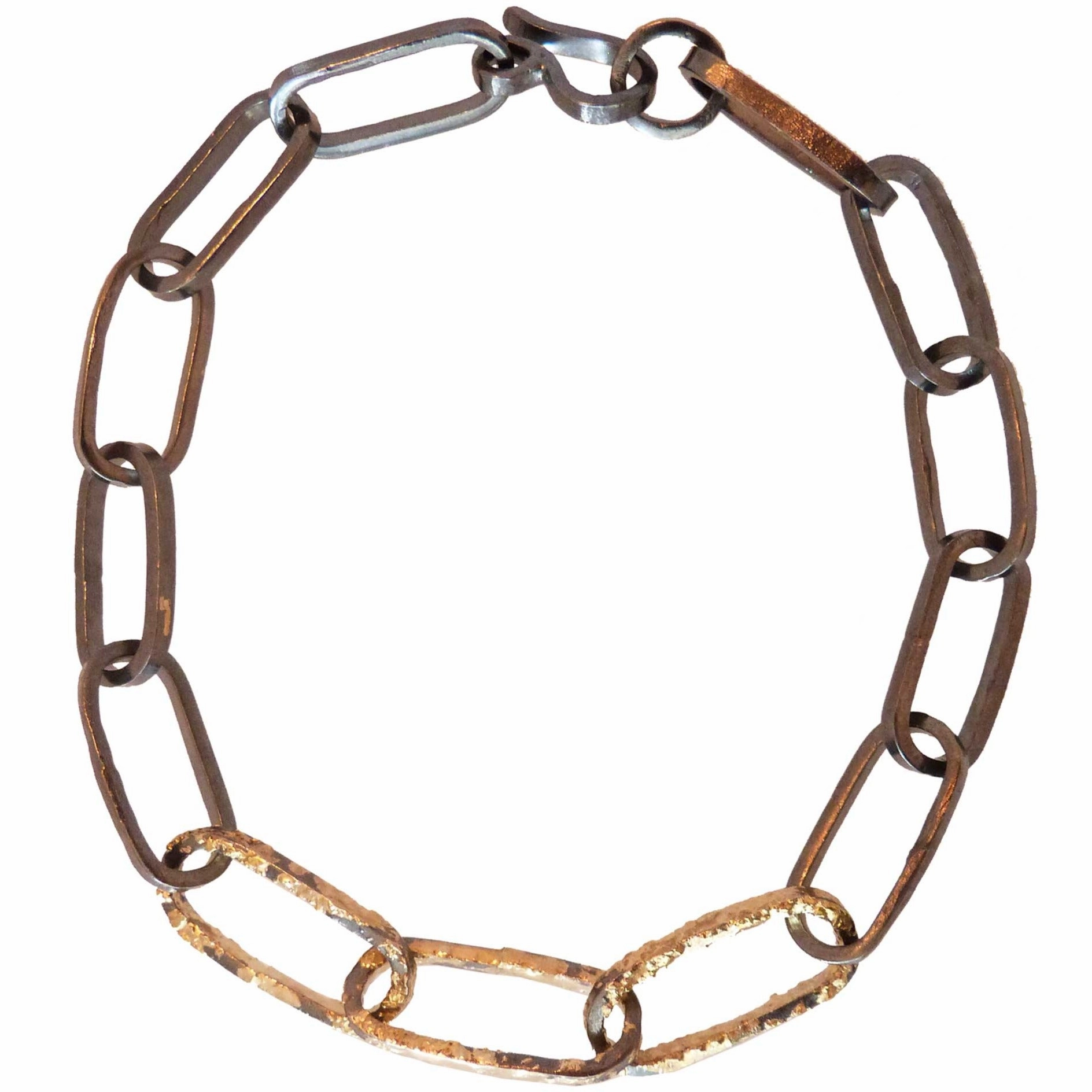 Black   Gold Chain Bracelet - 22k/18k gold, Oxidized Silver Dress Up Time Graceful Motion