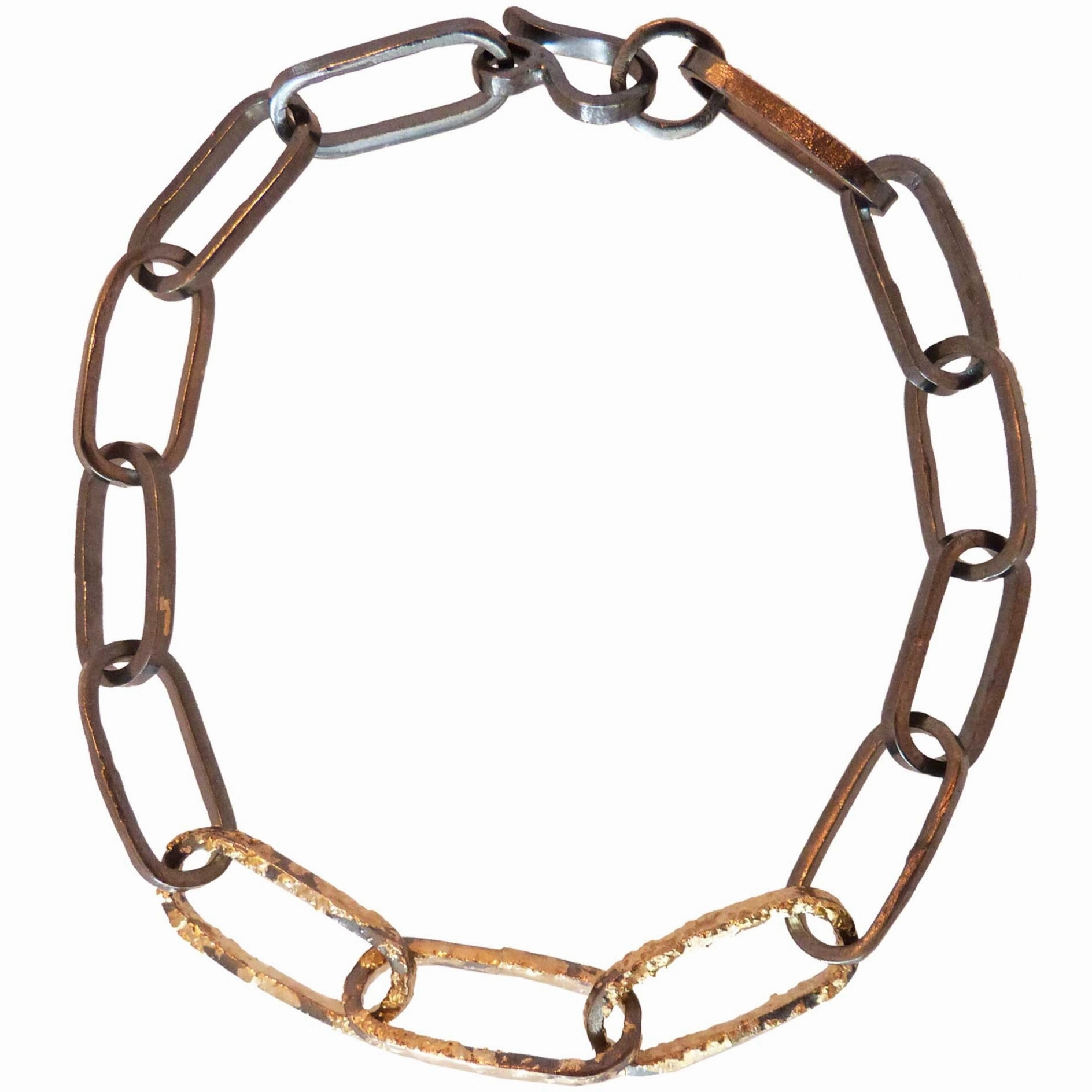 Evening Look Black   Gold Chain Bracelet - 22k/18k gold, Oxidized Silver