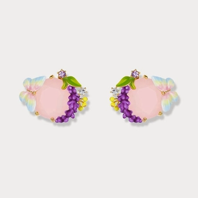 Street Ready Vibrant Edge Pink Crystal Lavender Butterfly Earrings
