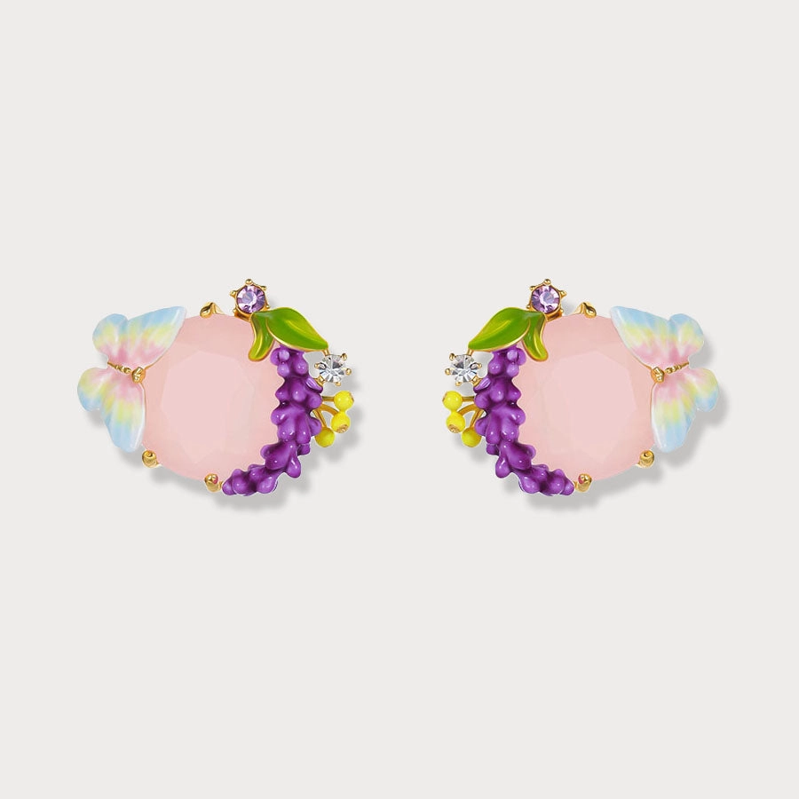 Street Ready Vibrant Edge Pink Crystal Lavender Butterfly Earrings