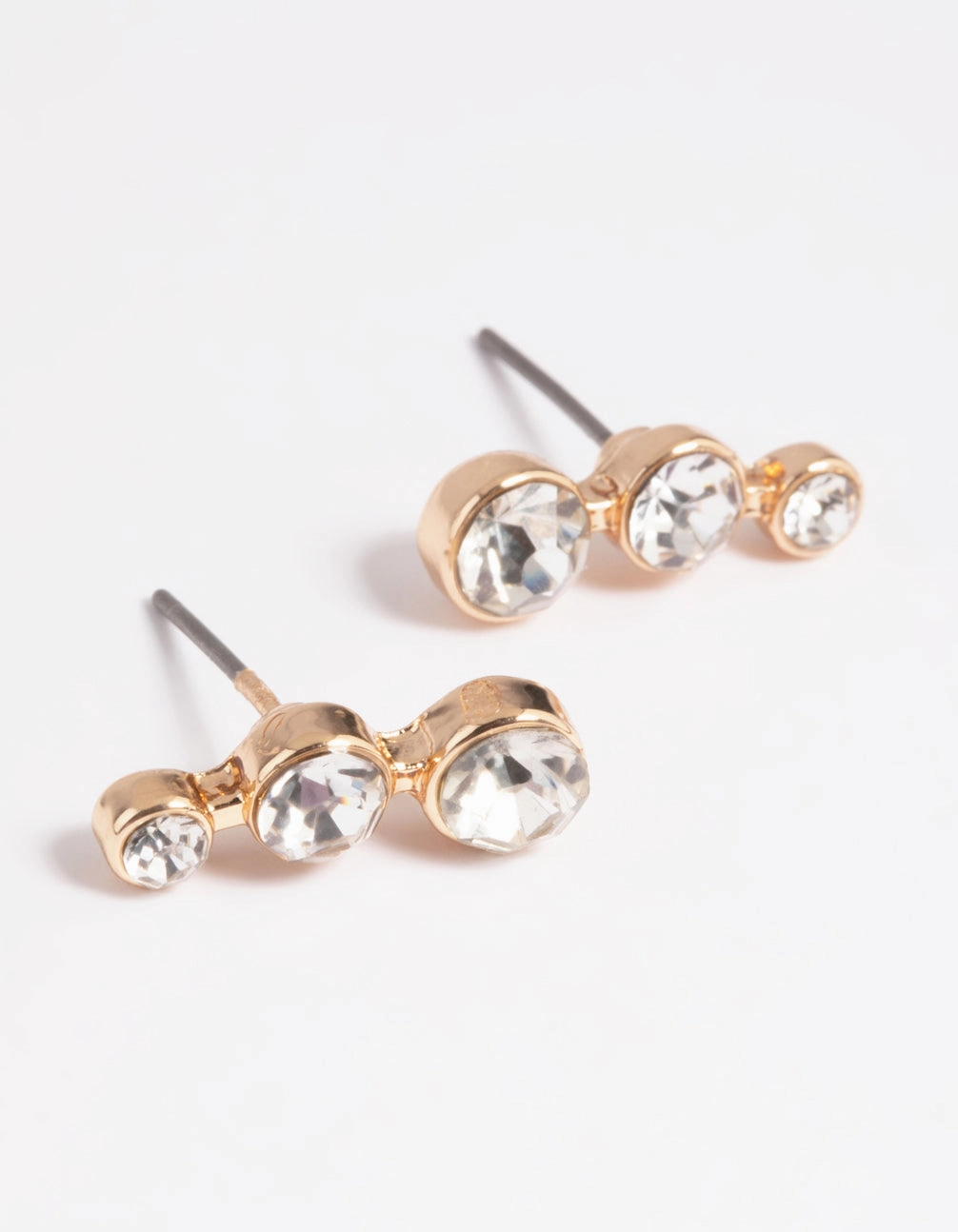 Gold Diamante Crawler Stud Earrings Dainty Touch