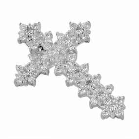 Designer Cubic Zirconia Gemstone Silver Cross Pendant - Elegant Jewelry exquisite design