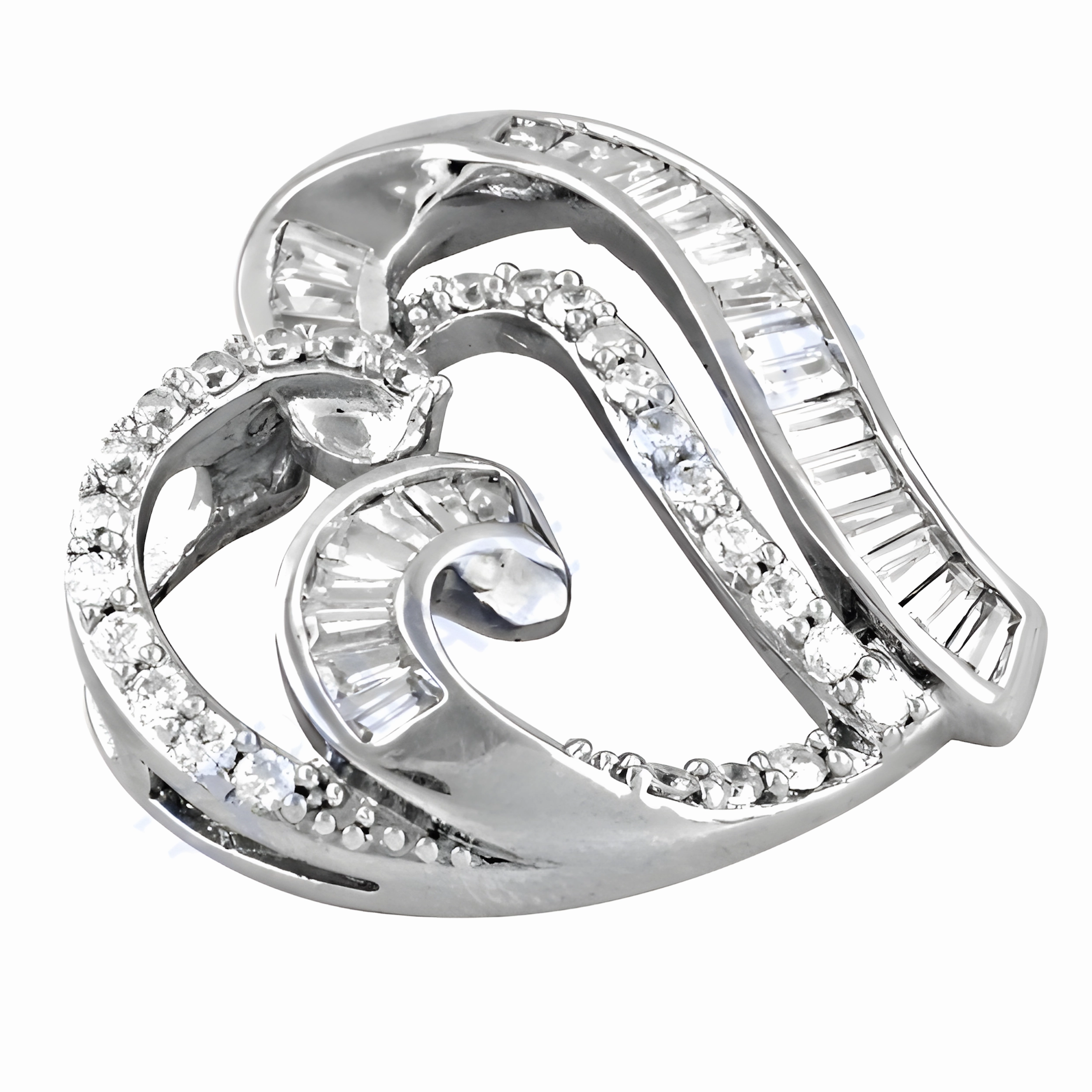 Designer Heart Cubic Zirconia Silver Pendant - 925 Silver CZ Pendant High-Quality Style Polished Accent