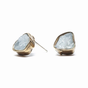 Enchanted Edge Textile Shine Solo Immersion Studs - Aquamarine   Brass
