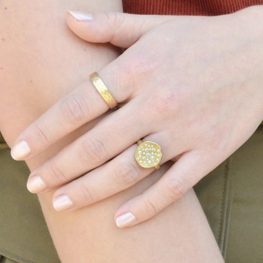 Diamond Stardust Ring - 18ky   Diamond Statement Vibe