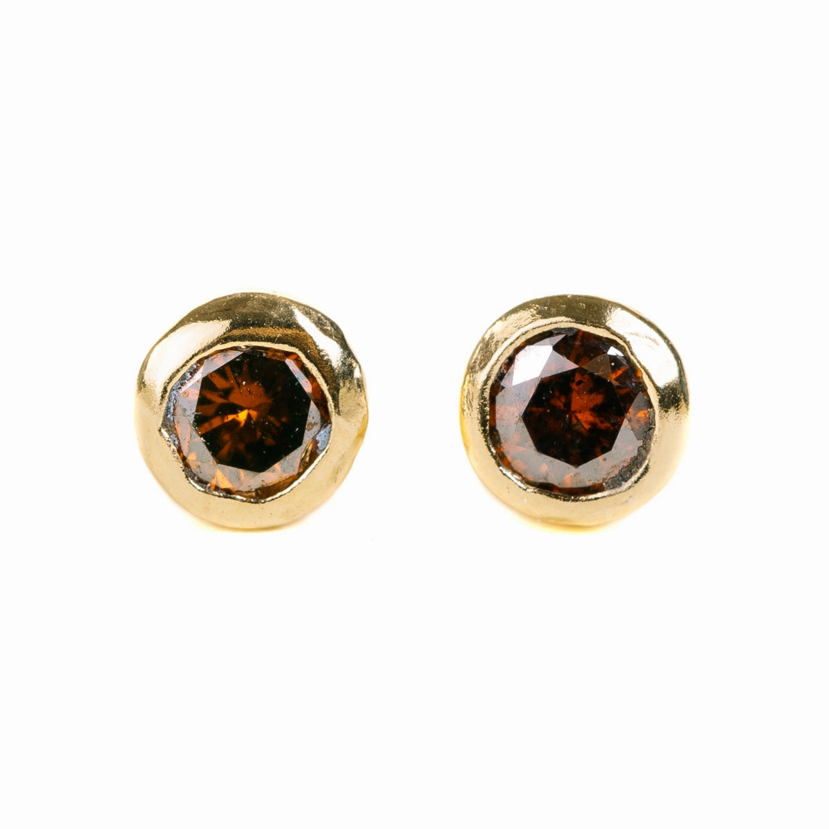 Diamond Stud Earrings - 18ky Gold   Colored Diamonds Elegant Layer