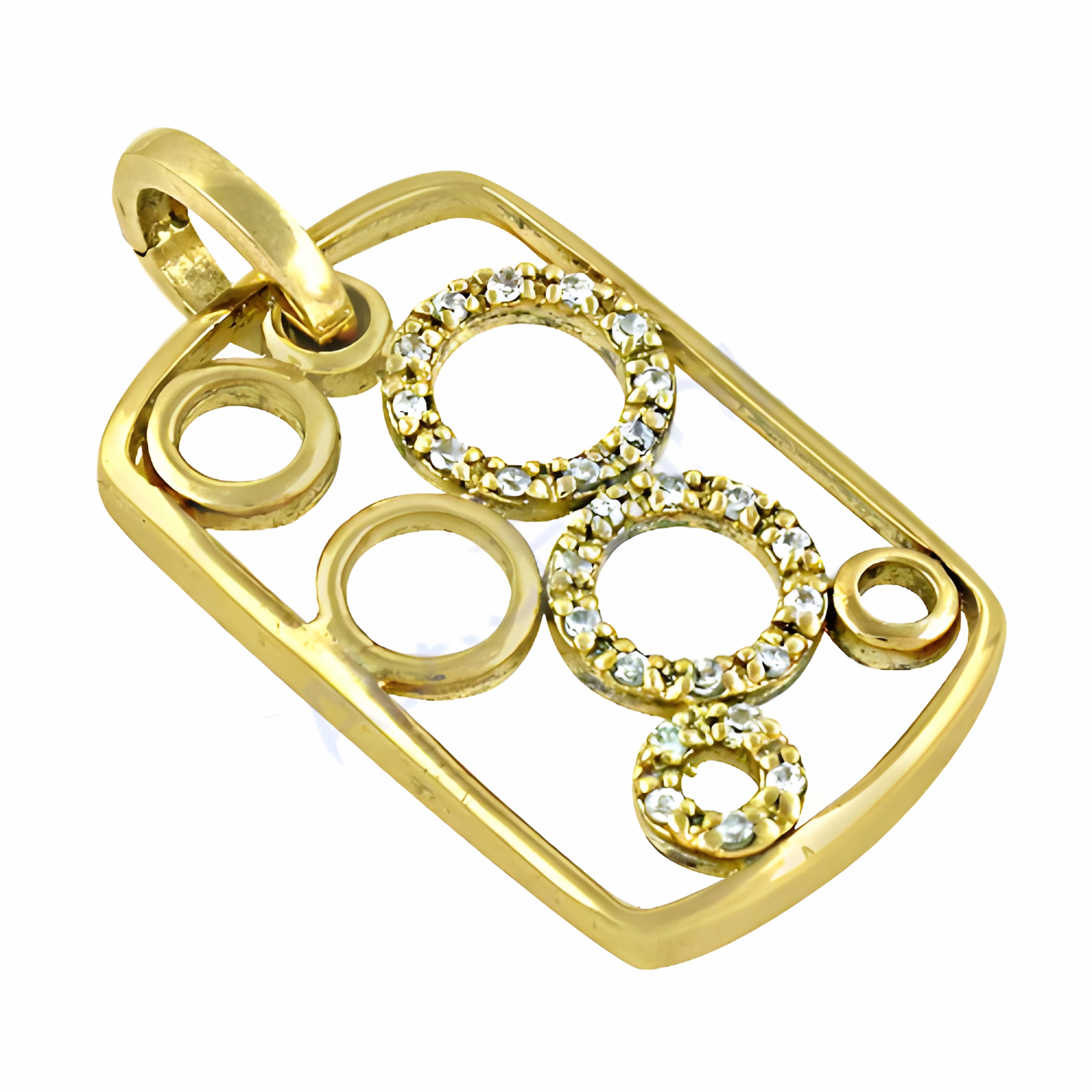 Round Design Gold Plated Silver Pendant with Cubic Zirconia Gemstone Weekend Brunch Urban Woman