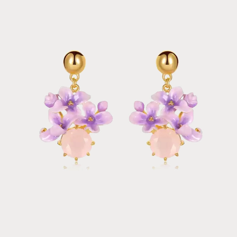 Early Lilac Pink Crystal Earrings Graceful Beauty Daily Accessories