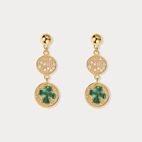 Travel Look Exclusive Appeal Four-leaf Clover Coin Post Earrings