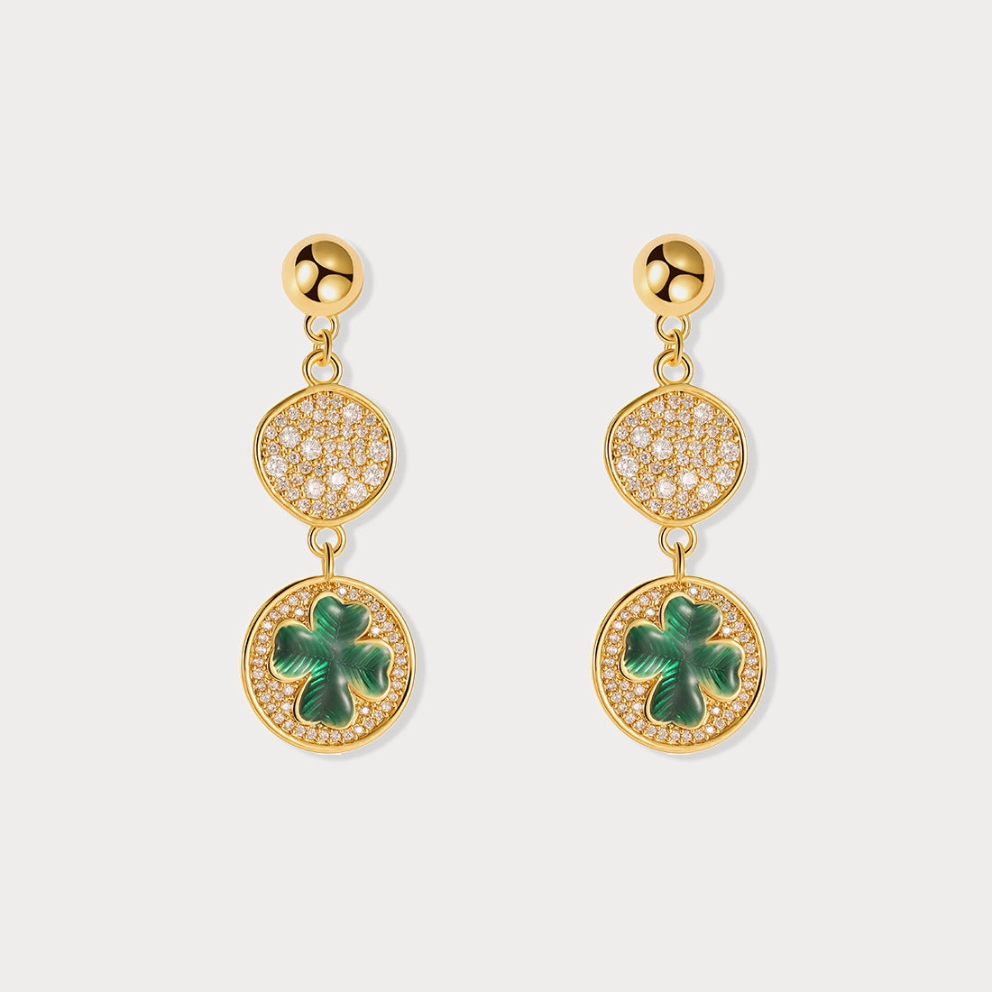 Travel Look Exclusive Appeal Four-leaf Clover Coin Post Earrings