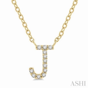 1/20 Ctw Initial 'J' Round Cut Diamond Pendant With Chain in 10K Yellow Gold Layerable Accessory Relaxed Fit