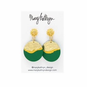 Green Lorelei Disc Earrings Polished Shine Charming Jewelry Design