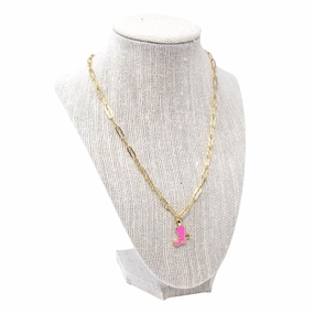 Enchanted Look Hot Pink Cowboy Boot Necklace