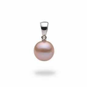 Handmade Accessory Lavender Freshwater Pearl Pendant in White Gold - 9-10mm