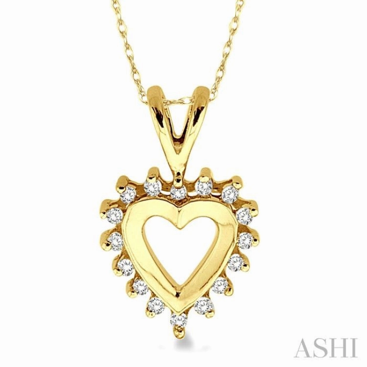 1/10 Ctw Single Cut Diamond Heart Pendant in 10K Yellow Gold with Chain Subtle Detail Happy Accent