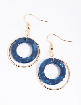 Navy Circle Drop Earrings True Shine Birthday Present
