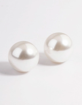 Plastic Giant Pearl Stud Earrings Shine Moment