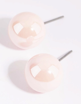 Bold Lines Matte Pink Ball Stud Earrings