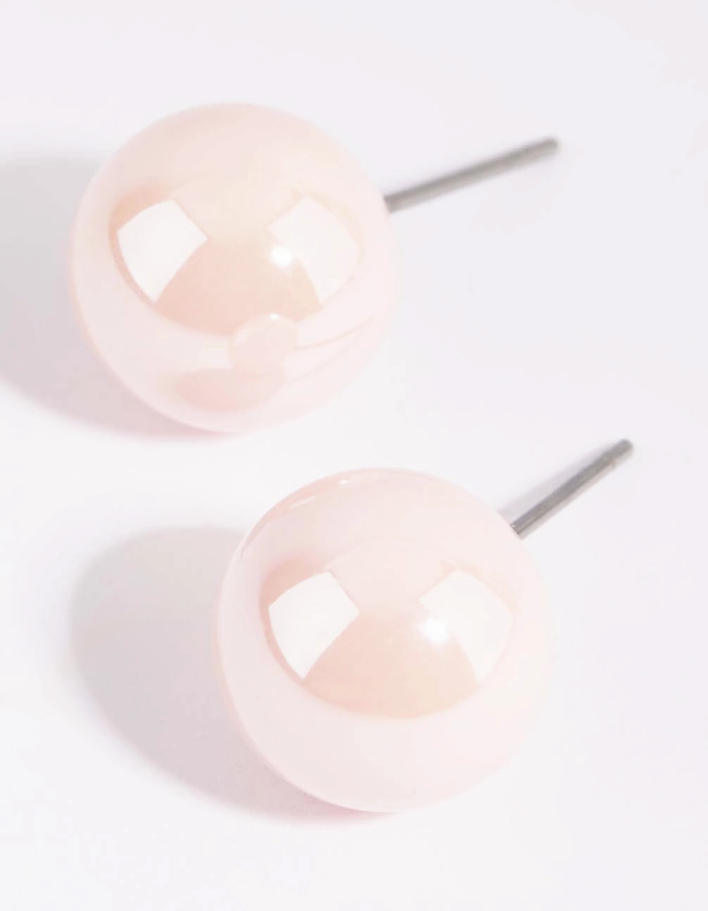 Bold Lines Matte Pink Ball Stud Earrings