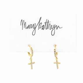 Soft color Travel Essential Rhinestone Cross Huggies