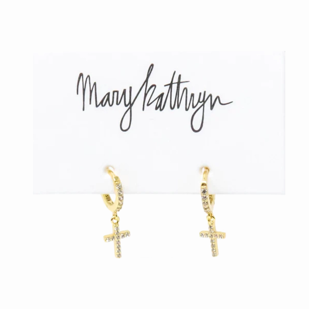 Soft color Travel Essential Rhinestone Cross Huggies