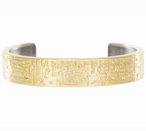 18k Aspen Squared Cuff - 18k Gold   Reclaimed VS Diamonds Vibrant Jewelry Shine Finish Fashion Moment