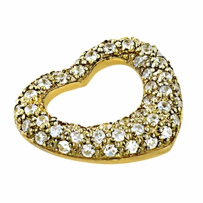 Gold Plated Silver Heart Style CZ Pendant - Elegant Jewelry Gift Cultural Present