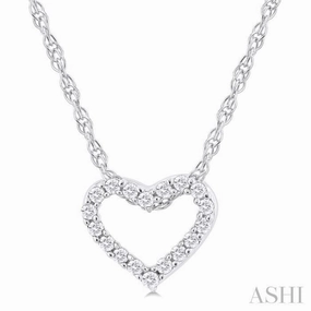 Autumn Night 1/20 Ctw Heart Shape Round Cut Diamond Pendant With Chain in 14K White Gold