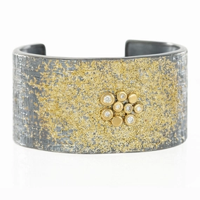 Sophisticated Spark Modern Accessories Dusted Bauble Cuff - 22ky, 18ky, Oxidized Silver   VS Diamonds