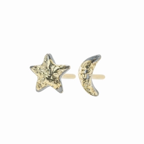 Bold Fashion Ethereal Vibe Dusted Celestial Studs - 22k/18k Gold, Oxidized Silver